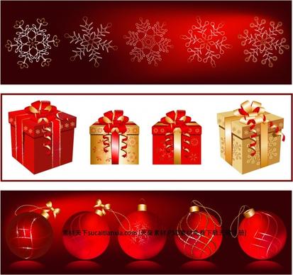 christmas background templates snowflakes gift baubles icons decor