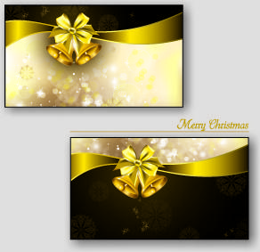 christmas golden greeting cards vector