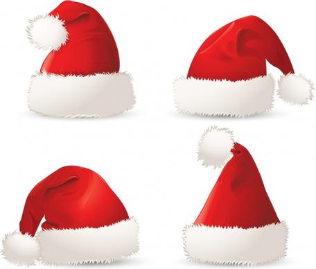 christmas hats icons modern red white sketch
