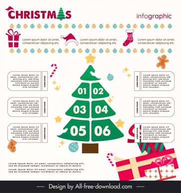 christmas infographic template presents fir tree decor