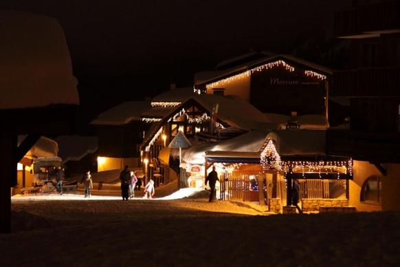 christmas lights in village