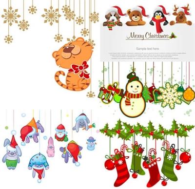christmas background templates colorful cute symbols decor