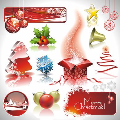 christmas ornaments collection vector graphics