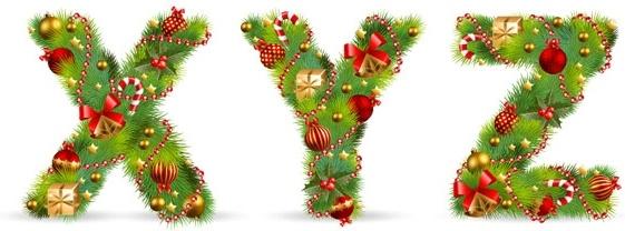 christmas ornaments composed of letters 05 vector