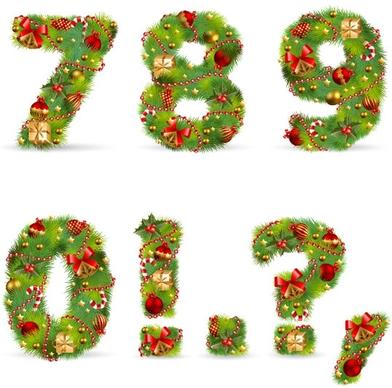 christmas ornaments consisting of digital 02 vector
