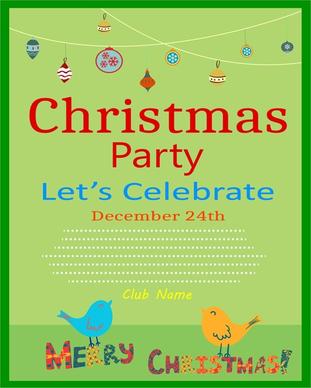 christmas party flyer symbol elements on green background