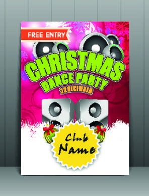 christmas party flyer vector template