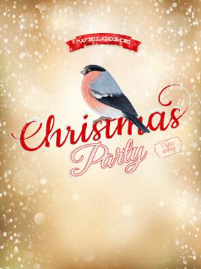 christmas party poster and bird vector