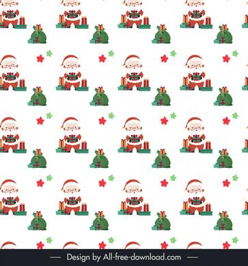 christmas  pattern template cute repeating santa gifts bags sketch