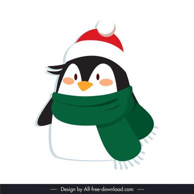 christmas penguin design elements cute stylized cartoon 