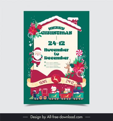 christmas poster template cute xmas elements