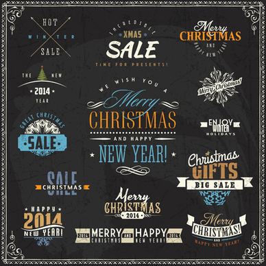 christmas sale labels elements vector
