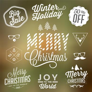 christmas sale labels elements vector