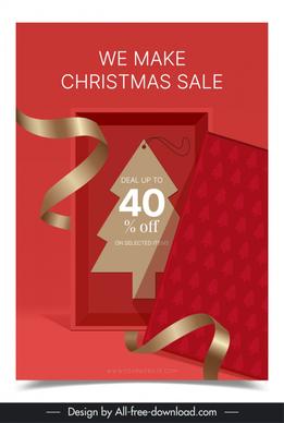 christmas sale poster template elegant 3d design 