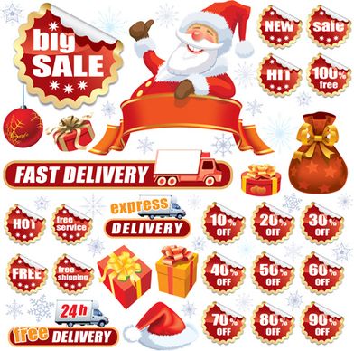 christmas sale tags and stickers design vector