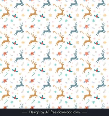 christmas seamless pattern repeating silhouette reindeers snowflakes floral decor