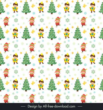 christmas seamless pattern template cute funny kids fir trees snowflakes decor