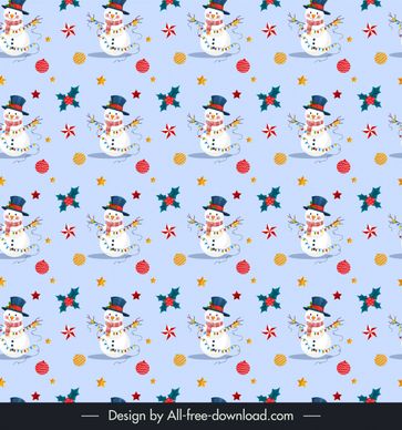 christmas seamless pattern template repeating snowman  light xmas decor elements sketch