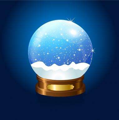 Christmas Snow globe on blue background