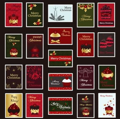 christmas stamps collection dark colorful classical decor