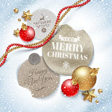 christmas tags and baubles vector