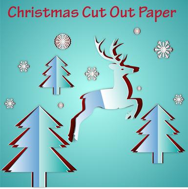 christmas template design with cut out paper style