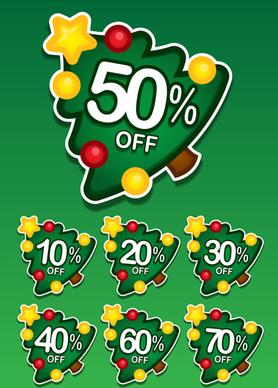 christmas tree discount labels vector