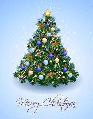 christmas banner sparkling fir tree decoration realistic style