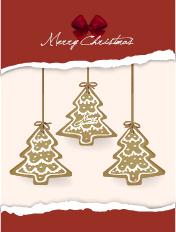 christmas tree hanging and torn paper vector background