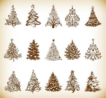 christmas tree vector graphics set