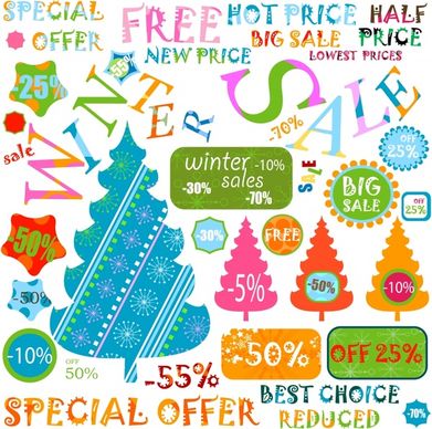 christmas tree vector notes label stickers