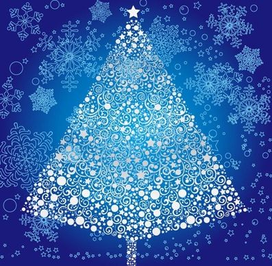 christmas tree with snowflakes background