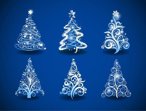 christmas trees on blue background