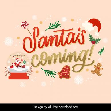 christmas typography template flat cute xmas elements