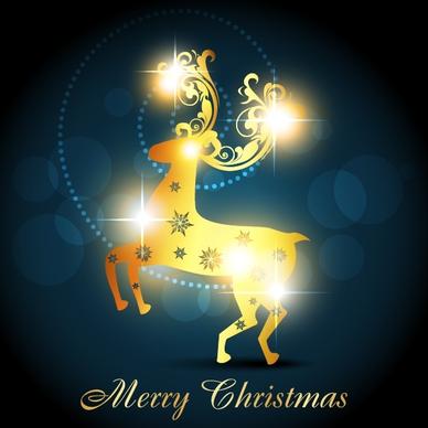 christmas background twinkling golden reindeer icon bokeh decor