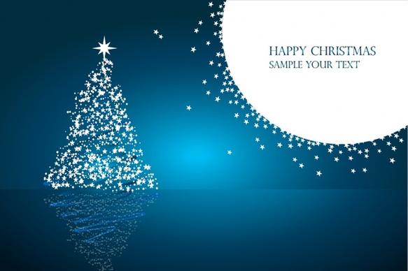 christmas background sparkling fir tree reflection blue decor