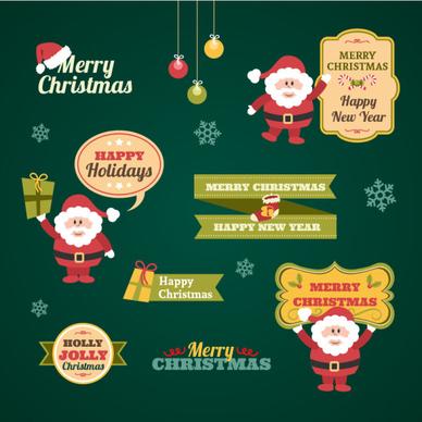 christmas vintage lables with logos vector