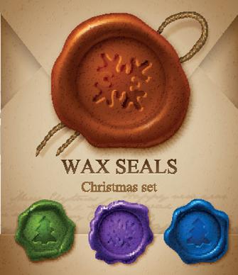 christmas wax seals design elements vector set