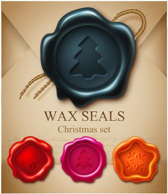 christmas wax seals design vector