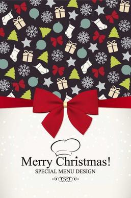 christmas with bow greeting cards vector