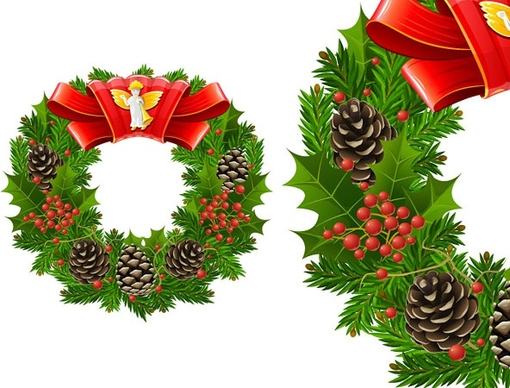 christmas wreath cool texture vector