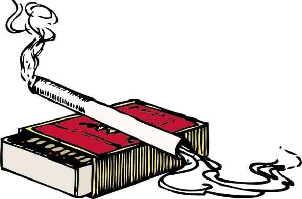 Cigarette And Matchbox clip art