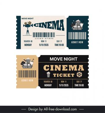 cinema tickets templates classical horizontal 