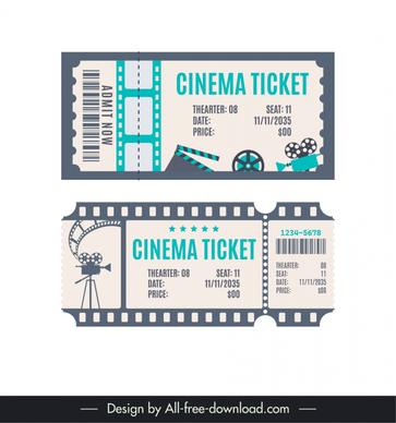 cinema tickets templates flat classic elements 