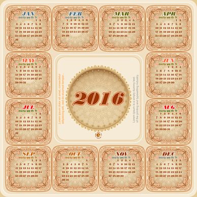 circular calendar16 vintage vector