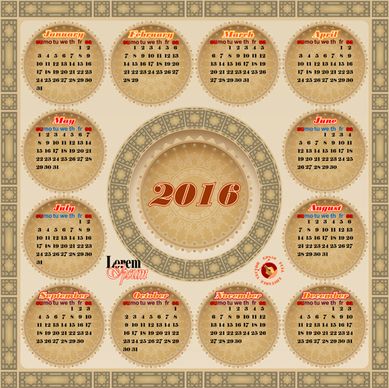 circular calendar16 vintage vector