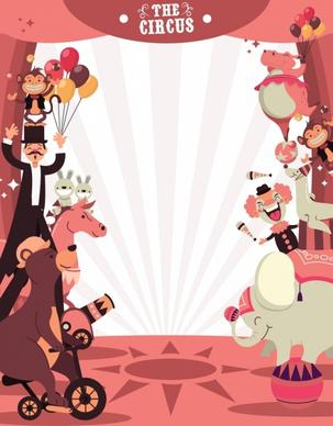 circus background animal performance icons cartoon design