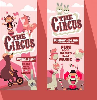 circus leaflet templates funny animals icons decor