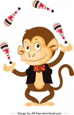 circus monkey icon cute cartoon character sketch