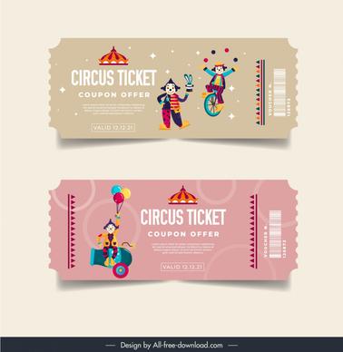 circus ticket template cute dynamic cartoon